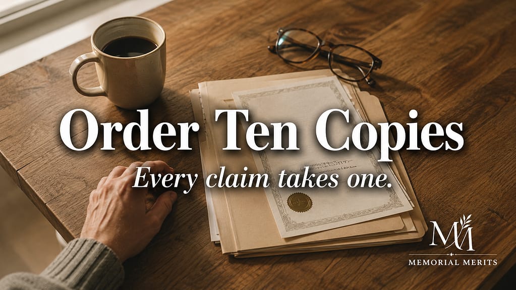 Kitchen table with folders and a certified document, illustrating how to order Utah death certificate copies