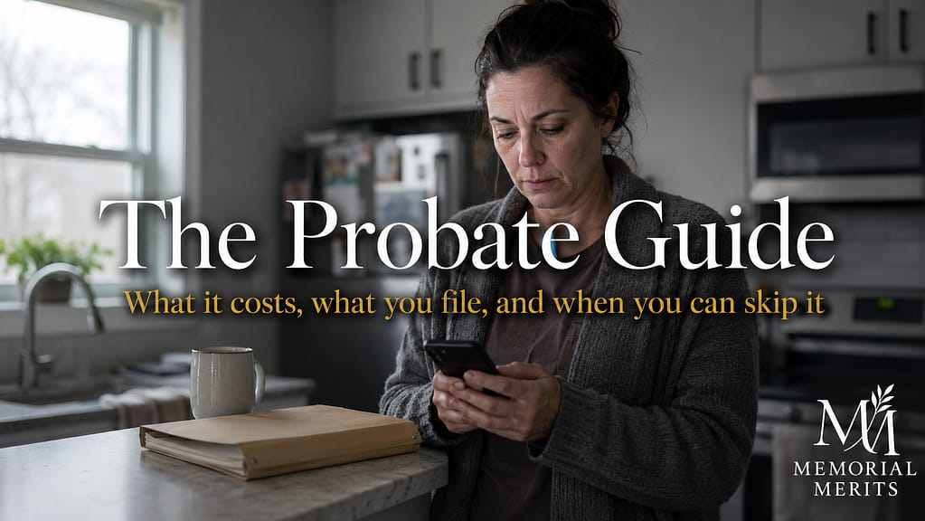 Woman at a sunlit kitchen window, relieved after finding out her state's small estate limit means her family can skip probate