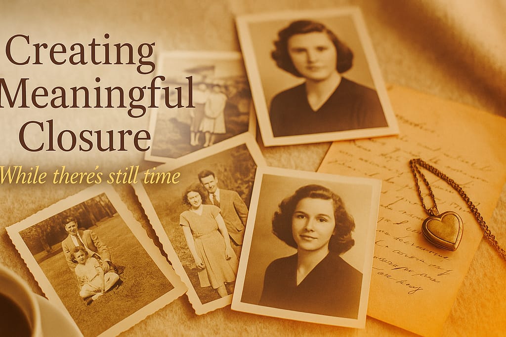 Vintage photographs representing memory preservation and meaningful closure during anticipatory grief