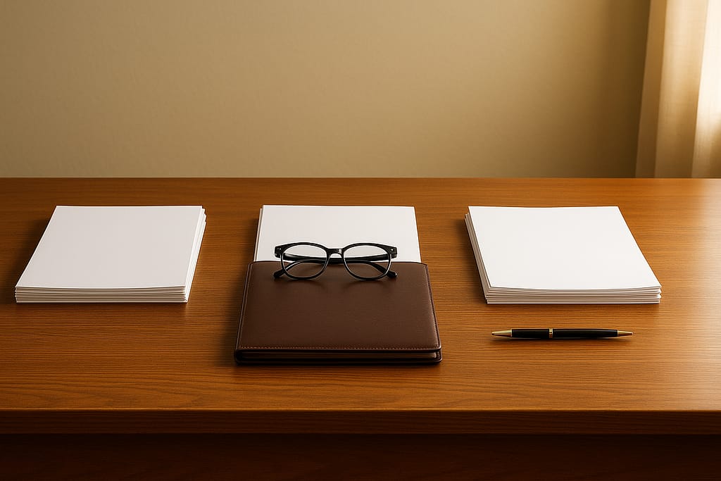 Organized legal documents and paperwork on desk demonstrating proper executor record-keeping