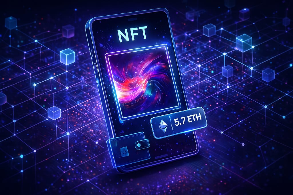 NFT digital artwork and blockchain visualization illustrating executor challenges with valuing, accessing, and distributing non-fungible tokens and digital collectibles