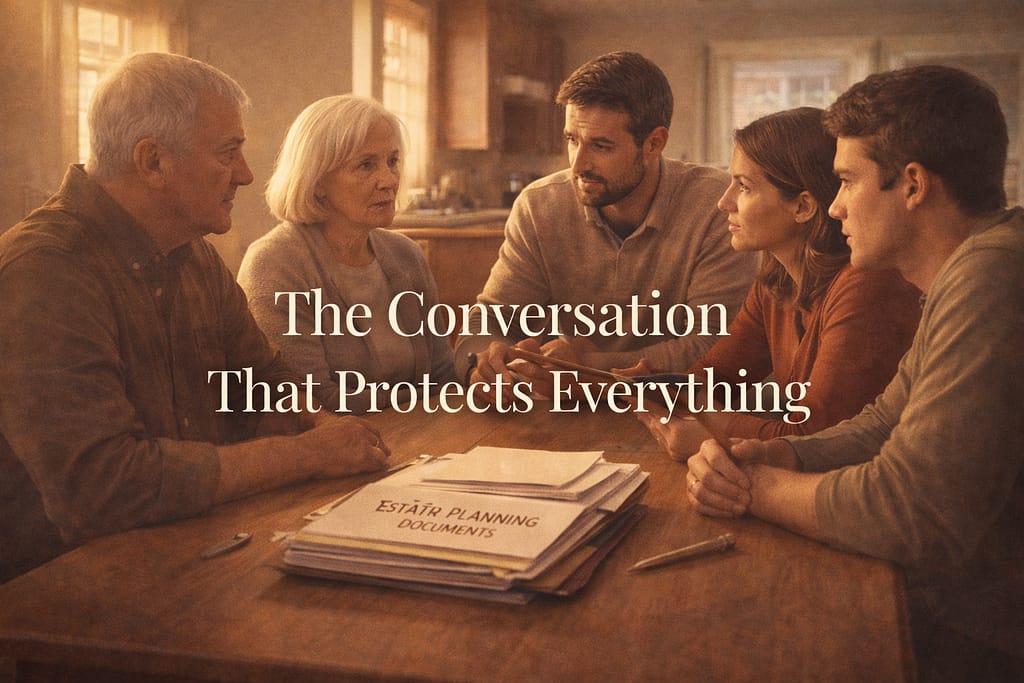 Multi-generational family discussing estate planning
coordination to protect a special needs family member's benefits