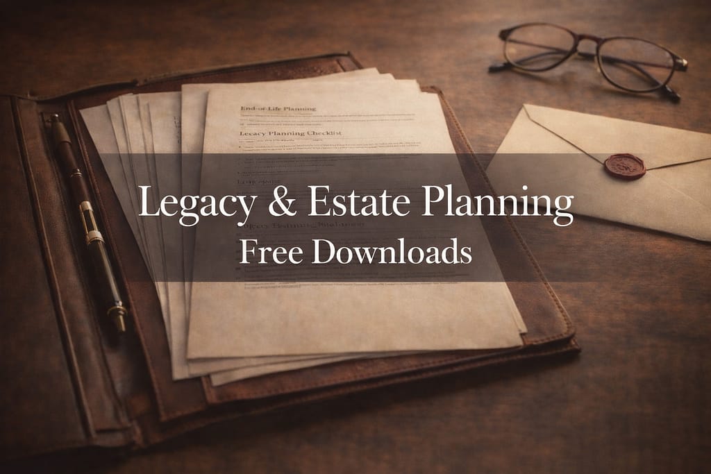 Legacy and estate planning free downloadable PDF worksheets, checklists, and workbooks from Memorial Merits