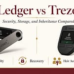 Ledger vs Trezor hardware wallet comparison for security, long-term storage, recovery, and crypto inheritance
