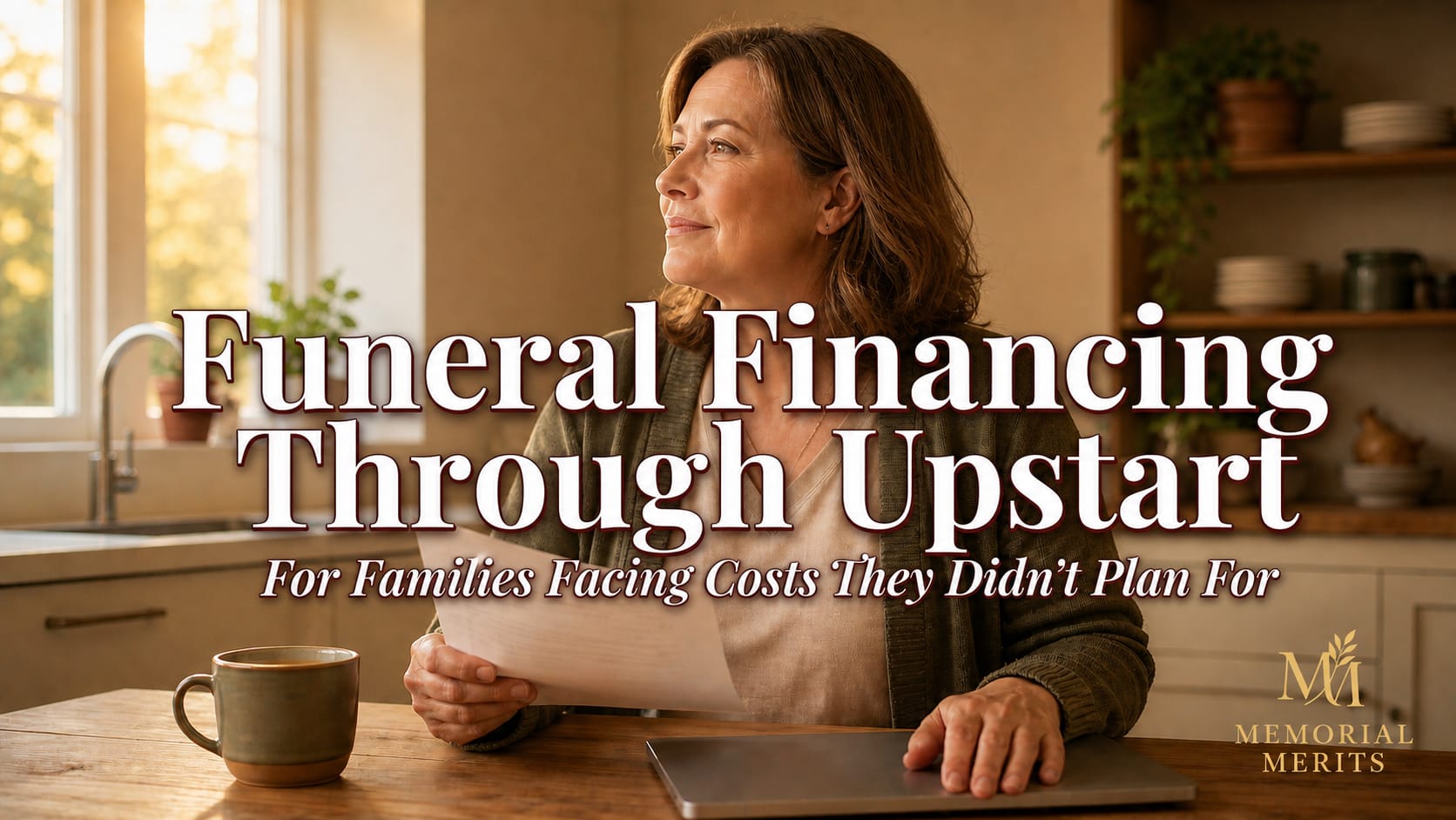Family member at a table reviewing a funeral home estimate and weighing funeral home payment plans against an outside funeral loan
