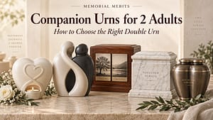 Companion urns for 2 adults in ceramic, wood, marble and metal styles