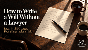 Cream legal document and a black fountain pen on a wooden desk in late afternoon light, with two coffee cups set apart where two witnesses had been sitting