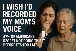 I Wish I'd Recorded My Mom's Voice - What 47% of Americans Regret After It's Too Late Elderly grandmother recording her life stories and voice memories on smartphone while adult daughter listens, preserving family history before it's too late