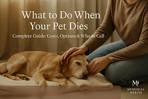 What to Do When Your Pet Dies: A Complete Step-by-Step Guide (Costs, Options & Who to Call) Person saying goodbye to beloved pet who has passed away showing the difficult moment pet owners face