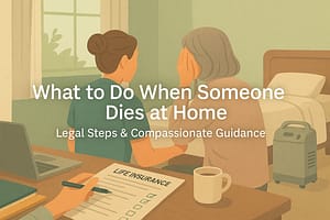 What to Do When Someone Dies at Home: Legal Steps and Practical Guidance Compassionate hospice nurse providing guidance to family member in peaceful home setting during end-of-life care