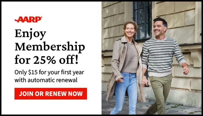 AARP membership lifestyle banner for adults navigating estate planning Medicare and retirement resources