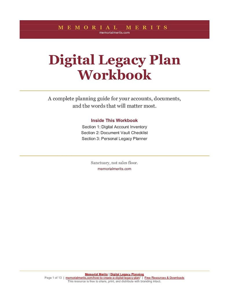 Digital Legacy Plan Workbook: Accounts, Documents, and Personal Legacy