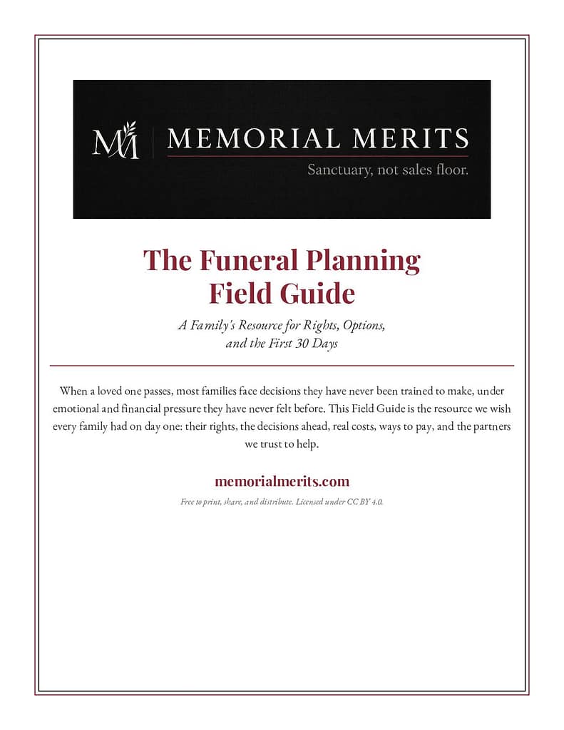 Cover image of the Funeral Planning Field Guide by Memorial Merits